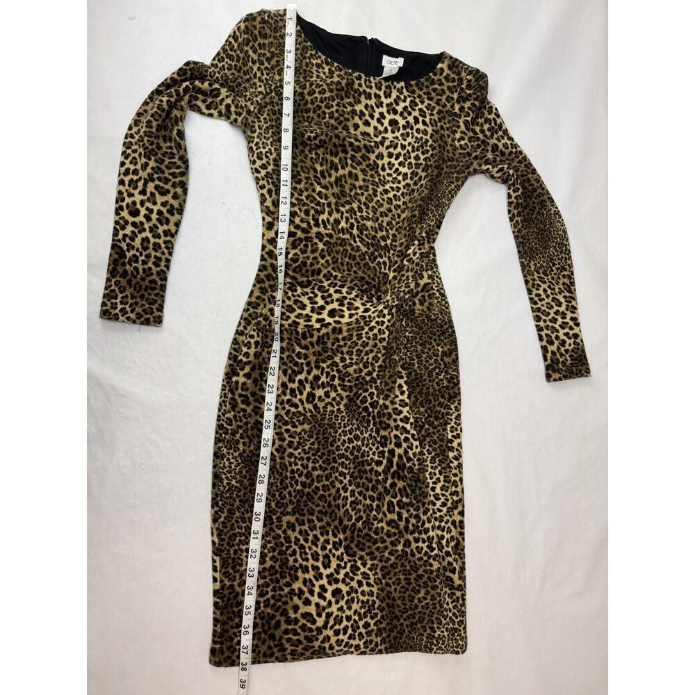 Vintage Y2K Cache Leopard Print Dress Bodycon Twist Waist Ruched Slimming Small - Picture 8 of 9